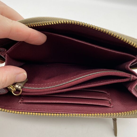 Fossil pebbled leather rose gold zip around wallet wristlet - Picture 7 of 9